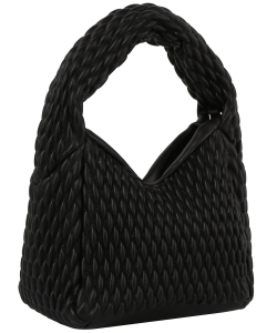 Quilted Single Handle Mini Tote Bag YE-0498 BLACK